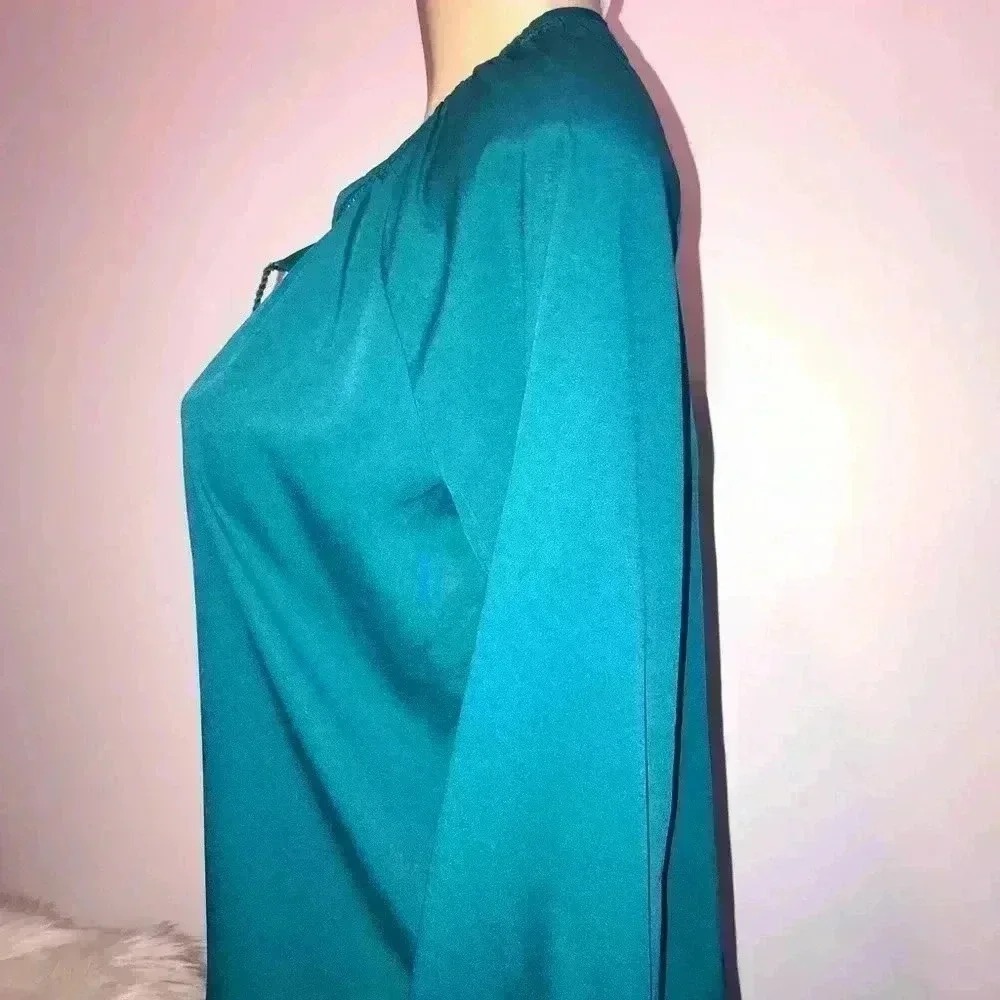 Rebecca Malone Women's Size Small Boho Long Sleeve Teal Blouse NEW - Picture 3 of 6